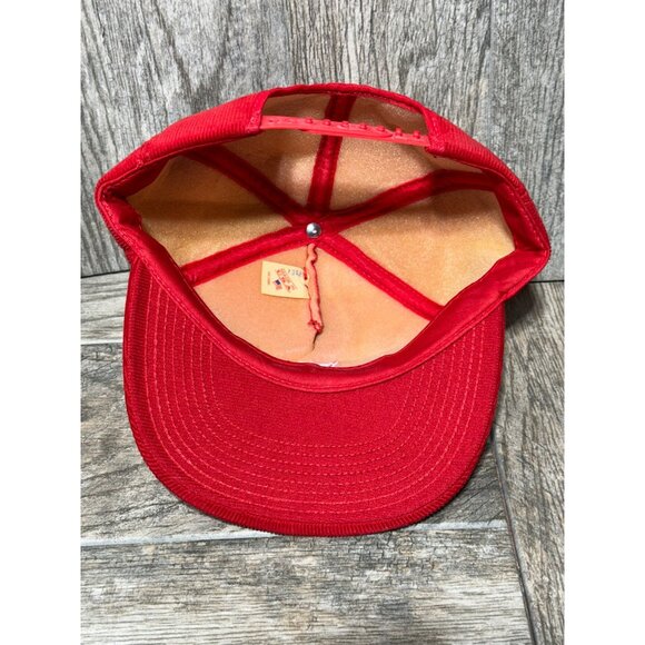 Vintage BRCF Embroidered Corduroy Snapback Trucker Hat Made in USA Red - Picture 7 of 9